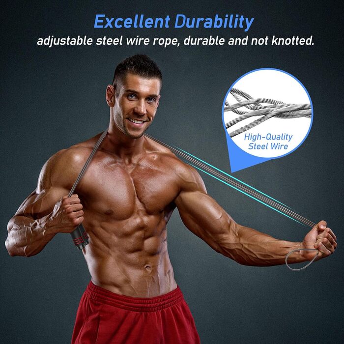 Стрибкове канат Blukar, регульований, з комфортними ручками, 3 метри, антиковзкий, для фітнесу та витривалості, червоний