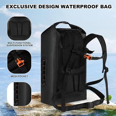 Водонепроникний рюкзак IDRYBAG для жінок та чоловіків, 20 л, для каякінгу та водних видів спорту (Оранжевий)