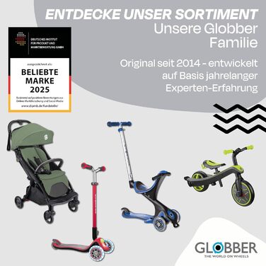 Роликовий самокат GLOBBER NL 205 – для дітей від 8 років, підлітків та дорослих, регульована висота, колеса 205 мм, ABEC 7, вінтажний сріблястий