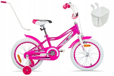 Дитячий велосипед Mexller BMX 16 дюймів, рожевий, для дівчинки, з кошиком