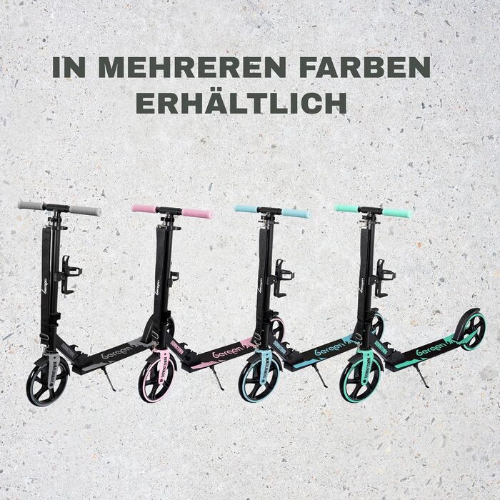 Самокат міський Bergen City Scooter Downtown, алюмінієвий, складаний, 3.3 кг, колеса 200 мм, регульована висота, для дітей від 6 років, підлітків та дорослих до 100 кг, чорний/рожевий