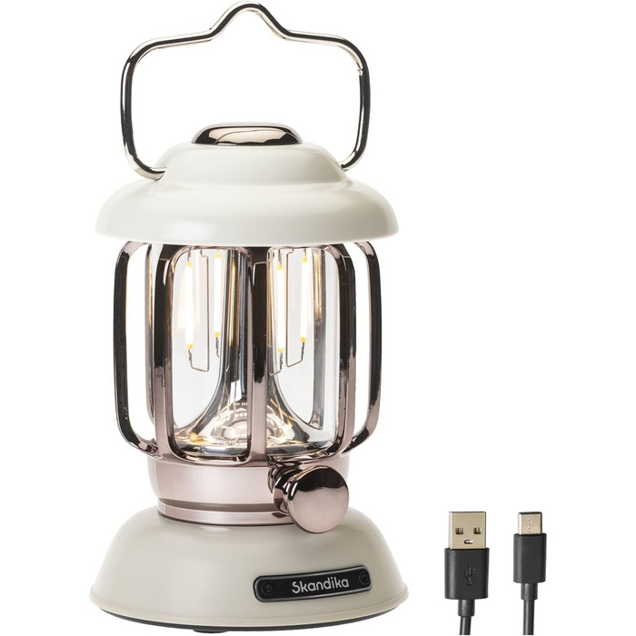 Кемпінговий ліхтар Skandika Forsol LED Retro стиль | Акумулятор 4400mAh, регулювання яскравості, для кемпінгу, саду, декору, походів, зелений
