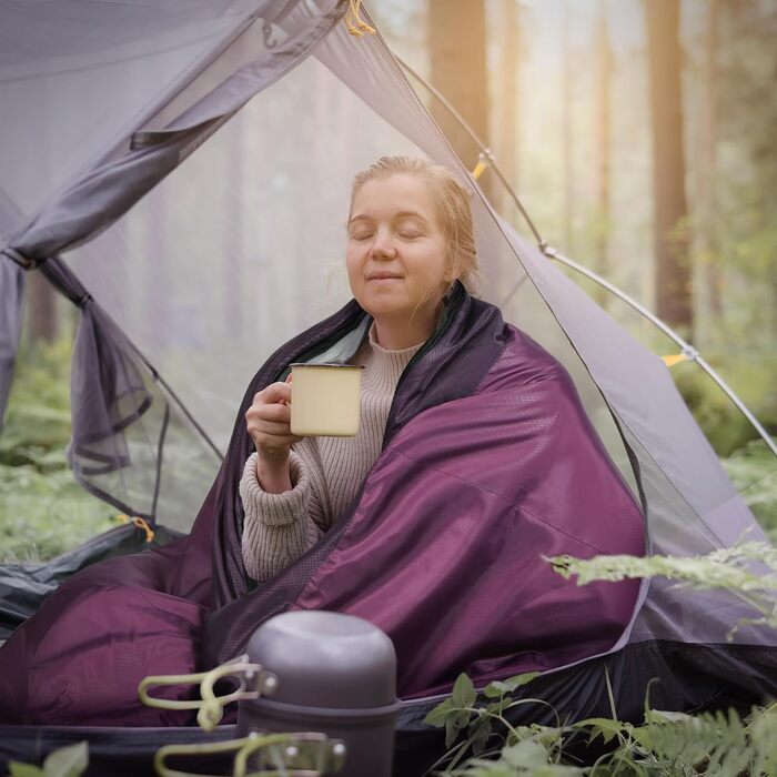 Спальний мішок REDCAMP XL з бавовни, теплий, знімний капюшон, фланелевий, компактний, 3-4 сезони, для дорослих та дітей, для відпочинку на природі, зимовий, риболовля, кемпінг, блакитний, 2lbs наповнювач (Lila з 1.5lbs наповнювачем)