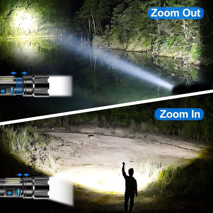 Ліхтарик тактичний LED AIUNAOM 500000 люмен, акумуляторний, водонепроникний IPX6, 9 режимів для кемпінгу, походів, надзвичайних ситуацій