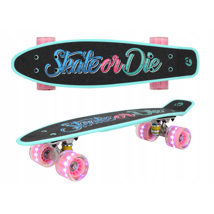 Скейтборд Aurora Classic (56 см x 14,5 см, 60 мм), багатоколірний, з LED-підсвіткою