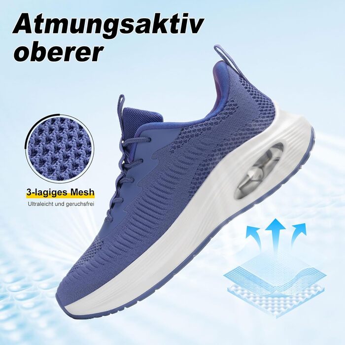 Жіночі кросівки ZYEN для широкої стопи: спортивні, дихаючі, легкі та зручні (43 EU, повний синій)