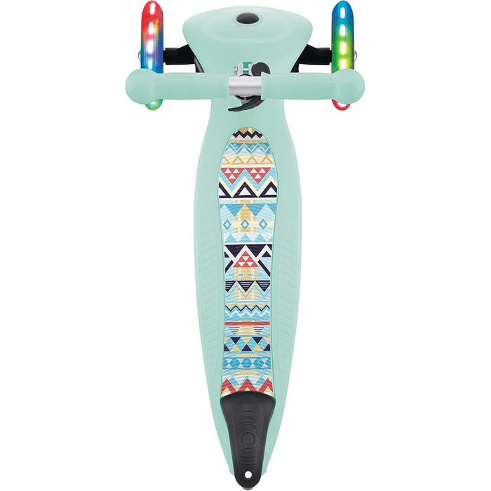 Самокат трьохколісний GLOBBER Junior Fantasy Lights складний, колеса 120/80 мм, ABEC 5, LED-підсвітка, м'ятний колір
