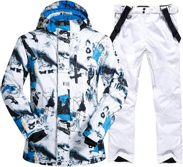 Чоловічий комплект гірськолижний: куртка та штани ALSOGO, водонепроникний, вітронепроникний, з капюшоном, для сноуборду та гірськолижного спорту, колір білий