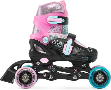 Дитячі ролики RAVEN 4-в-1 (34-37) - ролики-коньки, регульовані, чорний/м'ятний/рожевий