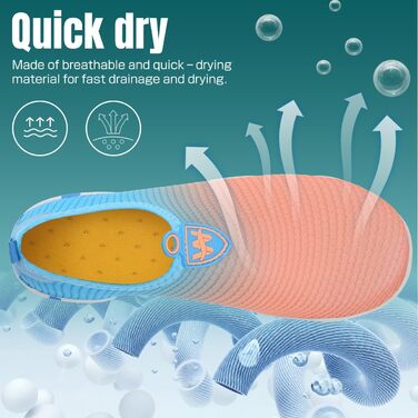 Взуття для плавання та водних видів спорту WateLves: чоловіче та жіноче, швидковисихаюче, унісекс, кольори: блакитний, помаранчевий, розмір 39 EU