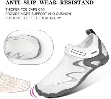 Водні черевики для плавання та серфінгу для жінок та чоловіків (43 EU, білий)