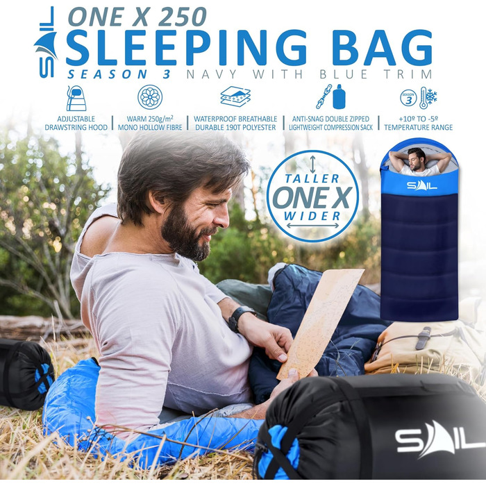 Спальний мішок SAIL XL для великих людей, 3-4 сезони, 1,6-2,7 кг, легкий, водонепроникний, для кемпінгу та подорожей