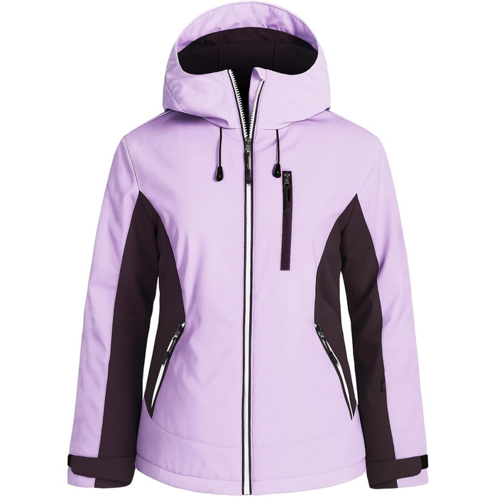 Жіноча лижна куртка GEMYSE: водонепроникна, вітронепроникна, тепла з капюшоном (Eislila/Morgengrau-Lila)