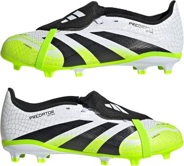 Дитячі футбольні бутси adidas Predator League з відкидною конструкцією язичка для жорсткого/багатоповерххового поля, розмір 35 EU, кольори: білий, чорний, лимонний