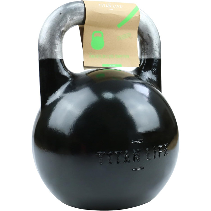 Професійна гиря TITAN LIFE PRO 10 кг зі сталі для змагань, чорна, велика опорна поверхня, легований сплав