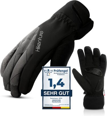 Зимові рукавички HIKENTURE: водонепроникні, для їзди на велосипеді, катання на лижах, чоловічі/жіночі, термо, чорно-сірий, розмір L