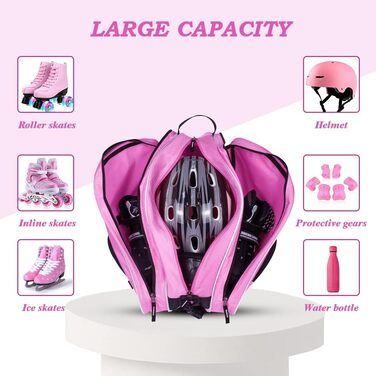 Сумка для роликів та ковзанів для дітей та дорослих (28-45 EU), рожева, L