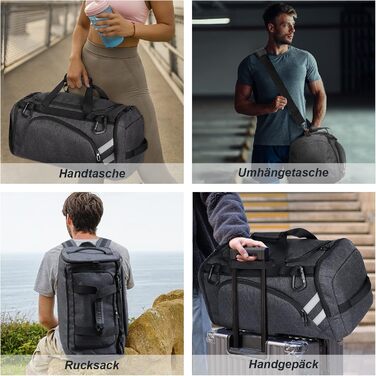 Спортивна сумка BERTASCHE 50 л з відділенням для взуття та вологих речей, рюкзак для тренувань, фітнесу, басейну, сауни, подорожей, для чоловіків і жінок