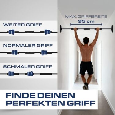 ELANI – Турнік для підтягувань на стіну, 115–140 см | Без свердління | З рівнем та надійним кріпленням | Для дому, підтягувань та тренувань | Синій