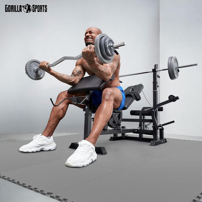 Набір захисних пазл-матів для підлоги GORILLA SPORTS, EVA-піна, 60x60x1.2 см, 16 шт (5.76 м²), протиковзкі килимки для фітнесу та тренувань, сірі