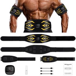 EMS тренажер для пресу Relassy: електричний, з 10 режимів та 30 інтенсивностей, USB, для живота, рук, ніг