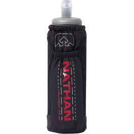 Nathan ExoDraw Grip Free Running Soft Flask 530 мл, BPA-free, з чохлом, сталь-сірий/чорний/червоний, пляшка для води для бігу