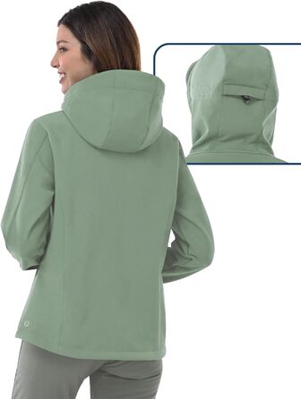 Жіноча мембранна куртка Outdoor Ventures Softshell — водонепроникна та дихаюча вітрівка з капюшоном, колір світло-зелений, розмір L