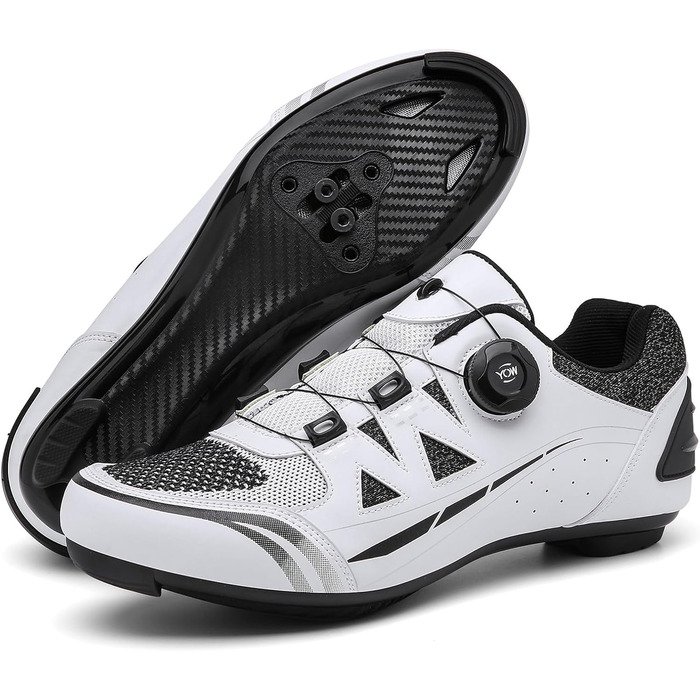 Велосипедні шкарпетки для чоловіків та жінок, велотуфлі сумісні з Look SPD SPD-SL Delta Lock педалями, білі (48 EU)