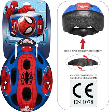 Дитячий шолом із регульованою талією, наколінники та налокітники Spiderman, синій