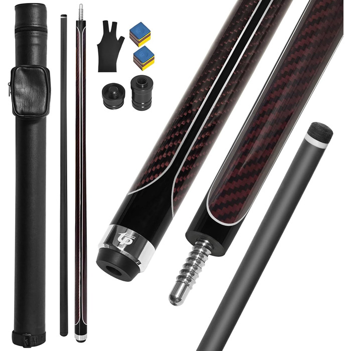 Більярдний кий з карбону, 58 дюймів, 12.5 мм наконечник, 20/21 унція, для аматорів та професіоналів