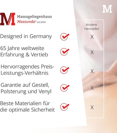 Масажний стіл MASSUNDA Mobile Comfort Deluxe, складаний, регульований по висоті, екстра широкий, з натурального дерева, з ергономічним підголівником, підлокітниками, подушкою, чохлом, кремовий