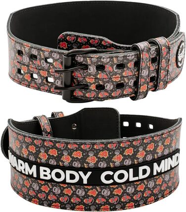Пояс для важкої атлетики WARM BODY COLD MIND шкіряний 10 см для силових тренувань (Чорний Чилі, 2XL)