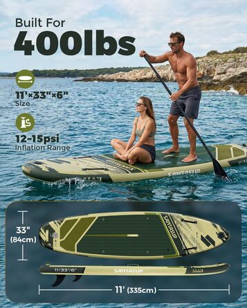 Надувний SUP-борд для серфінгу 320/335 см з повним комплектом аксесуарів: регульоване весло, насос, рюкзак, ліш, гермосумка. Борд для дорослих