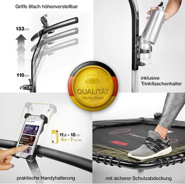 Трамплін Sportstech HTX100: складаний, з ручкою, для фітнесу | Німецька якість | TÜV/GS, лічильник стрибків, APP | Для дітей та дорослих