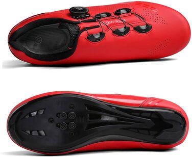 Велотуфлі для чоловіків та жінок, велотуфлі для шосе з клітами, SPD, для гірських та шосейних велосипедів, сумісні з MTB, для занять на відкритому повітрі та в залі, розміри 36-47 EU, білий (39 EU, червоний)