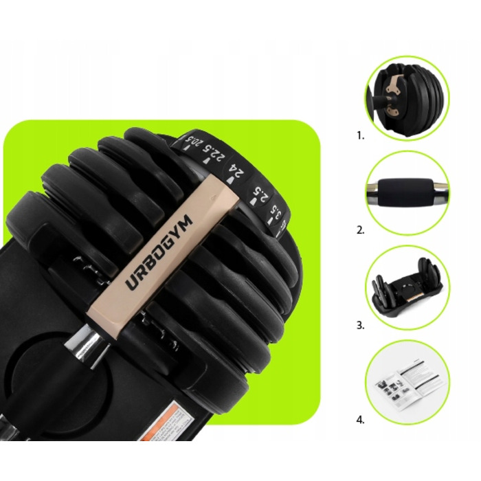 Регульовані гумовані гантелі Urbogym 1 x 24 кг