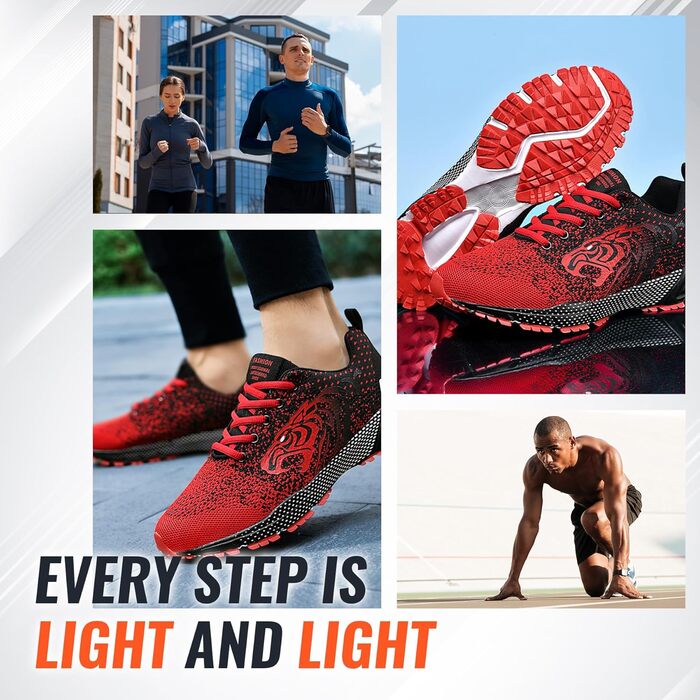 Чоловічі кросівки ASHION для бігу та занять спорту: дихаючі, легкі, червоні (46 EU)