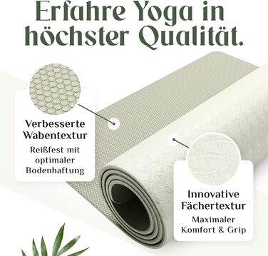 YOGALABS® Преміум йога-мат для фітнесу та пілатесу з екологічного TPE 185x60x0,6 см, нековзкий, без шкідливих речовин, дизайн Boho Mountains