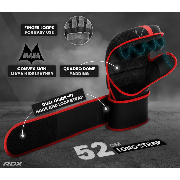 Боксерські рукавички RDX для MMA, Grappling, Muay Thai, Kickboxen, Freefight. Шкіра Maya Hide, кольор ROT, розмір L-XL