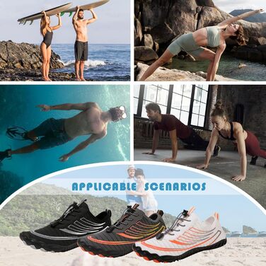 Чоботи для плавання та серфінгу для чоловіків та жінок, дихаючі, швидковисихаючі, антиковзаючі, розмір 36-47, колір чорний