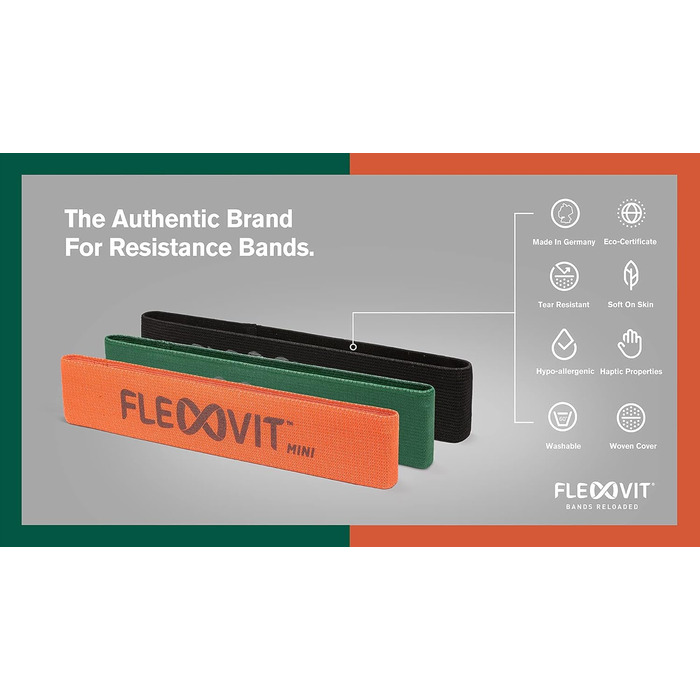 Набір фітнес-стрічок FLEXVIT Mini Band 3 шт. Athlete – еластичні фітнес-резинки для стабілізації, розтягування та мобілізації, різної жорсткості, для початківців і професіоналів