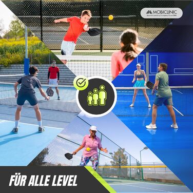 Набір для піклболу Mobiclinic®: 4 ракетки з фібергласу, 4 м'ячі, сумка, ергономічні ручки, поліпропіленовий стержневий матеріал