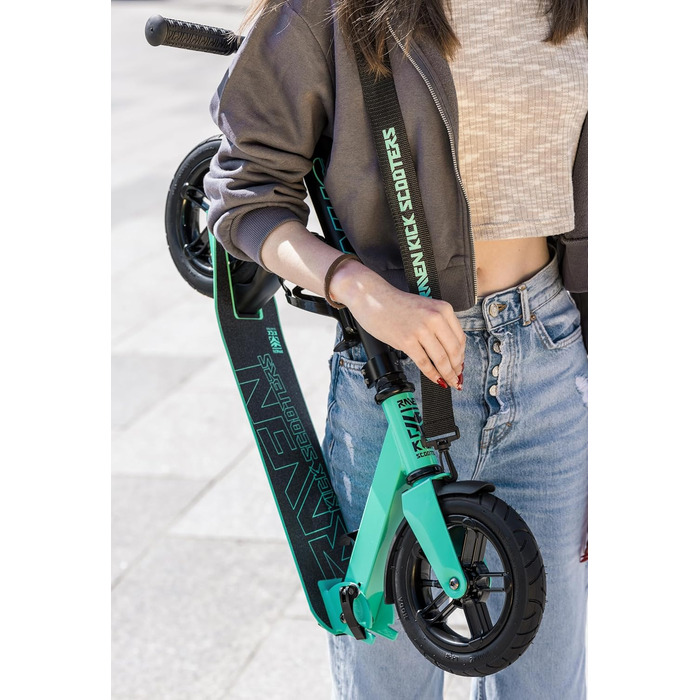 Скутер Raven Roller Cityroller Snug AIR з колесами 200 мм, дзвіночком та тримачем для пляшки (м'ятний)