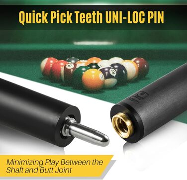 PODAYUDE Білліардний кий для стрибків та руйнування з карбону, 3 частини, 12.9 мм наконечник, 19 oz, чорний/жовтий