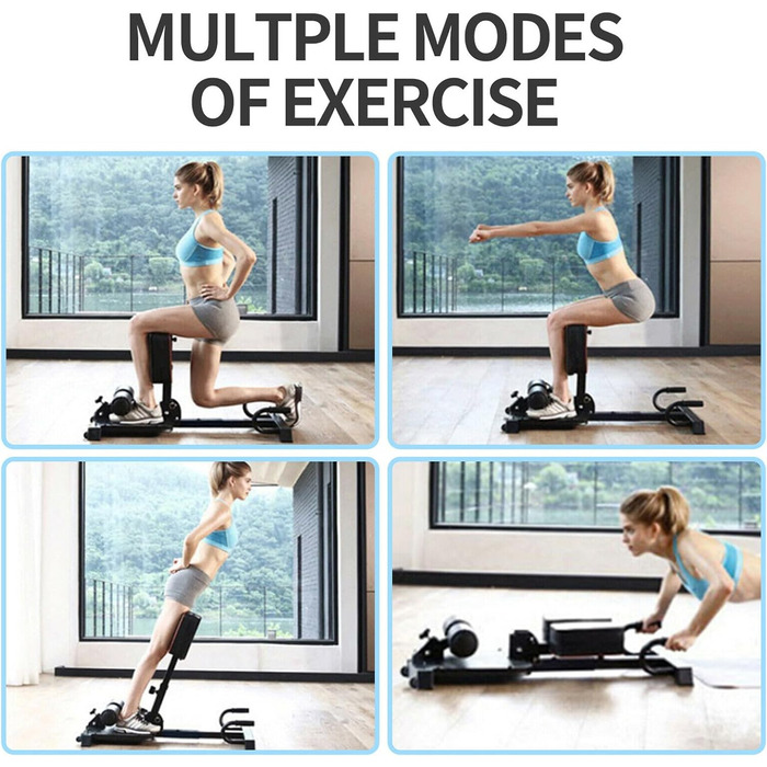 Мультифункціональна фітнес-лава Leikefitness Deluxe 8400 для дому, глибока Sissy-присідання, чорна