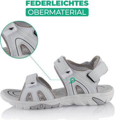 Трекінгові сандалії Fusskleidung® для жінок та чоловіків, легкі літні сандалії з міцною протектором, біло-сірі, розмір 38 EU