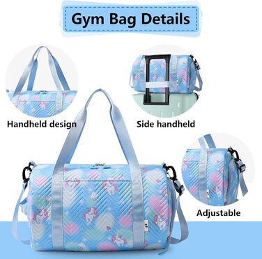 Спортивна сумка з єдинорогом, унісекс (блакитна)