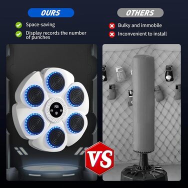 Музична боксівська машина Umikk з LED-підсвіткою та Bluetooth, 9 режимів швидкості, з рукавичками