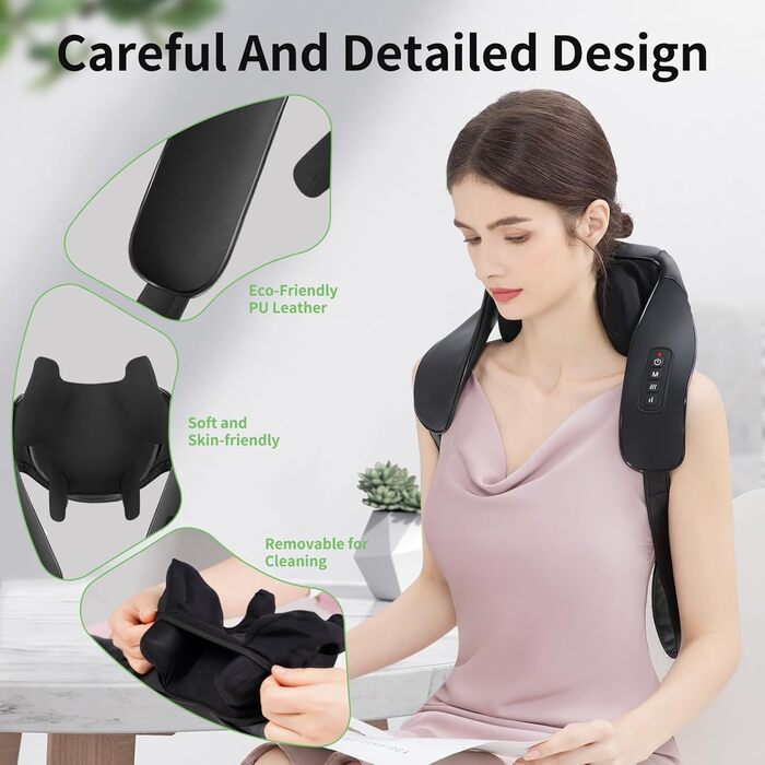 Масажер для шиї та спини з підігрівом Wiederaufladbares Nackenmassagegerät 2600 mAh, 4D масаж, Шиацу для ніг та тіла, зняття болю