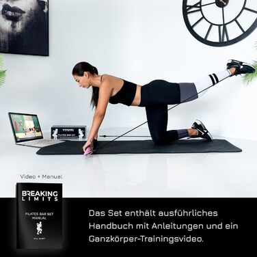 Набір для пілатесу Breaking Limits: регульована стійка + 6 еластичних стрічок для фітнесу вдома. Сталь, піна, нековзний ремінь